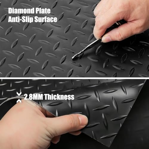 LITA Garage Floor Mat, PVC Flooring Roll Thickened Garage Mats, Heavy Duty Parking Mat Waterproof Nonslip Floor Protector for Car, Trailer, SUV, Basement, Gym (Black) (1 Feet x 15 Feet) - size: 1FTx15FT
