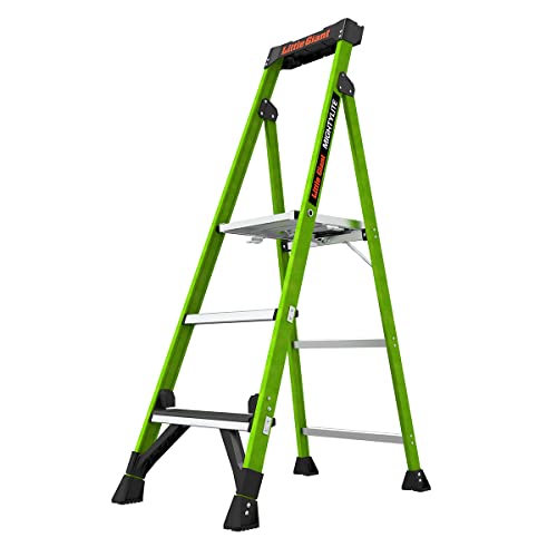 Little Giant Ladders, MightyLite 2.0, 5' Stepladder with Ground Cue, Fiberglass, Type IAA, 375 lbs Weight Rating, (15405-001), Hi-viz Green - size: 5 Ft.