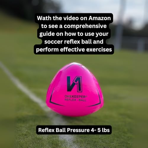 ONEKEEPER Soccer Reflex & Reaction Ball - White, Orange, Blue, Pink, and Fluo Yellow, Agility and Coordination Training for Kids and Juniors (Pump Not Included) - color: Pink