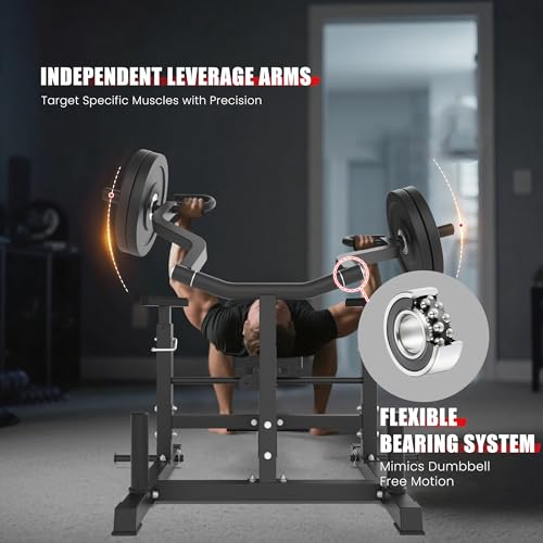 Chest Press Machine – Converging Motion for Home Gym, Adjustable Flat/Incline Bench with Dual Band Pegs, Versatile for Chest & AB Workouts - color: Black