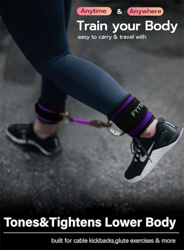 Ankle Resistance Bands with Cuffs - Workout for Gym&Home, Glute Butt Exercise Equipment,Ankle Weights for Lower Body, Shaping the Perfect Butt - color: Purple