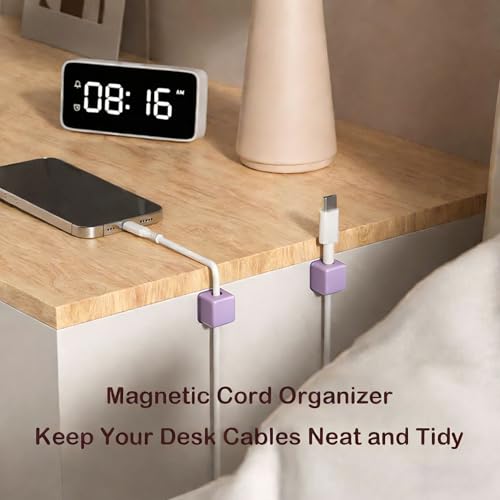 10 Pack Cord Organizer, Magnetic Cable Management, Cord Holder for Desk, Adhesive Cable Clips Wire Keeper for Nightstand, Home, Office, Desktop, Car, Wall (Multicolored) - color: Multicolored