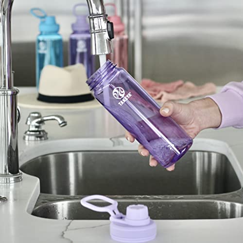 Takeya Tritan Sport Water Bottle with Spout Lid - BPA-Free & Dishwasher-Safe Water Bottle - Reusable Bottle with Lid Handle - Simple Leak-Proof Water Bottle - 24 oz, Vivacity Purple - color: Vivacity Purple, size: 24 Ounces