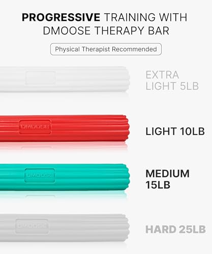 DMoose Fitness Flex Resistance Bar for Physical Therapy - Non-Slip Odorless Material, Exercise Bar for Tennis & Golfers Elbow Tendonitis Relief - Wrist and Forearm Strengthener & Grip Strength Trainer - color: Red Green