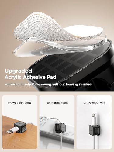 9 Pack Magnetic Cable Clips [Cable Smooth Adjustable] Cord Holder, Under Desk Cable Management, JOYROOM Adhesive Wire Holder Keeper Organizer for Home Office Desk Phone Car Wall Desktop Nightstand - color: 9-Pack