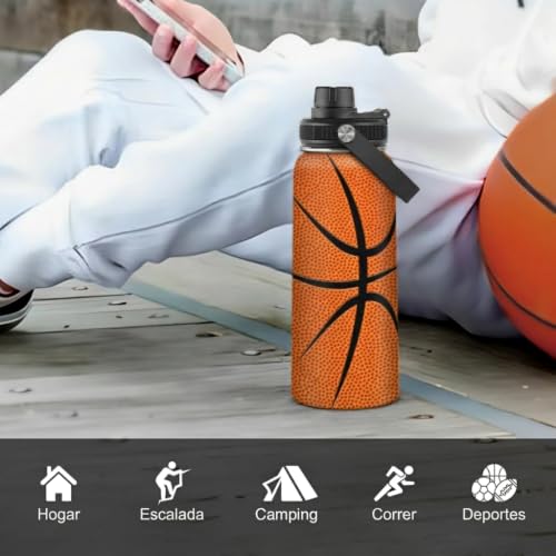 SANDJEST Basketball Water Bottle 32oz Stainless Steel Insulated Bottles for Men Women Sports Lovers Fan Players Coach - Basketball Gifts for Birthday Christmas - color: Basketball 2