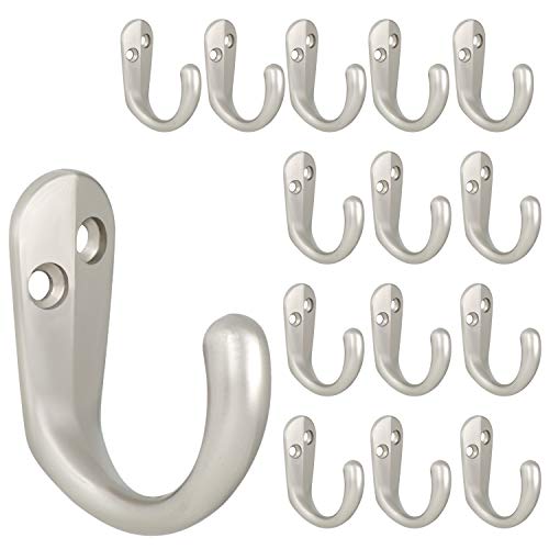 IBosins 15PCS Coat Hooks Wall Mounted Single Prong Robe Hook for Hanging Towel Hooks with 30 Screws for Bags, Hat, Cap, Scarf, Cup (Silvery) - color: Silvery