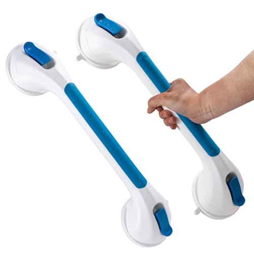 TAILI Shower Grab Bar 2 Pack Suction Grab Bars for Bathtubs and Showers, Heavy Duty Shower Handle Removable Bathroom Safety Grip for Seniors and Elderly, Handrails No Drilling Waterproof, Blue,G9 - color: Blue, size: 16.8"