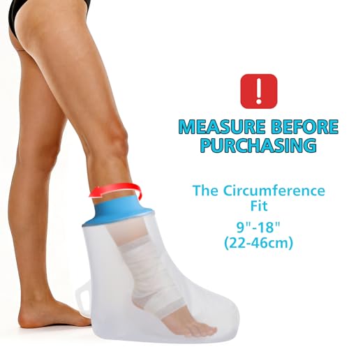 Asunby Waterproof Cast Cover for Shower Ankle, Foot Wound Protector Bath Adult Watertight Cast Bag Showering for Surgery,Ankle, Burns Reusable - size: Adult Leg-Short