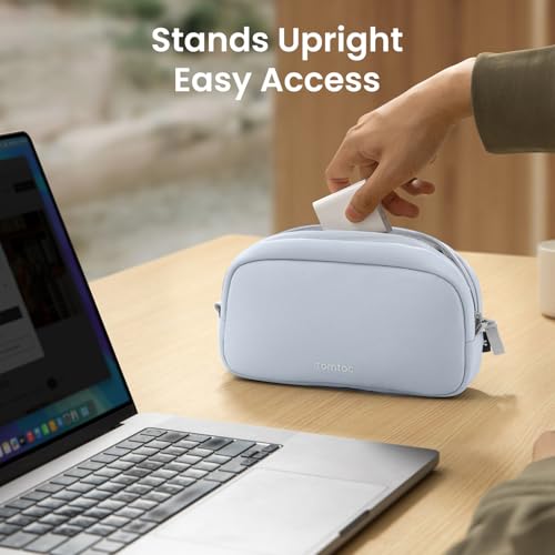 tomtoc Electronics Organizer Travel Case Performance, Water Resistant Bag Cable Tech Pouch Accessories, Carry Storage for Cord, Phone, Cables, Airpods, USB Flash Drive, Daily Items - color: Light Blue, size: Small