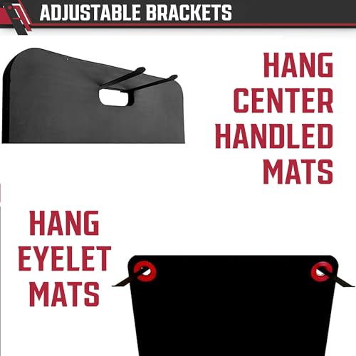 IRON AMERICAN Yoga Mat Hanger - Adjustable Hooks for Exercise Mats, Foam Rollers & Gym Equipment Storage - Wall Mounted - Hardware Included - (6.75" x .75") - American Steel - style: 3-PAIR