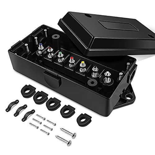 Nilight - 50048R 7 Way Electrical Trailer Junction Box 7 Gang Trailer Wire Connector Junction Box Weatherproof for Rewiring Camper RV Caravans Boat 7 Pole Cable Connection Box,2 Years Warranty - color: Junction Box