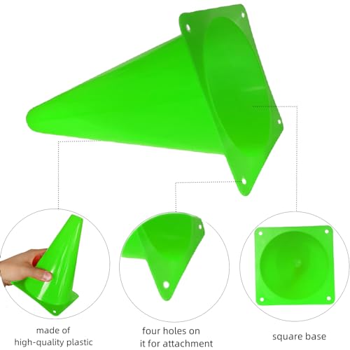 12Pcs Plastic Traffic Cones Mini Sport Cones for Basketball Football Drills, Indoor Outdoor Games Activity Festive Events - 7 Inch Orange Plastic Cones - color: green