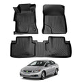 Cartist Custom Fit for Floor Mats Honda Civic 2012 2013 2014 2015 All Weather Waterproof Floor Liners Front & Rear Row Carpet Protection Mat TPE (Not fit for 2 Doors Couple) - size: 4)Honda Civic【2012-2015】