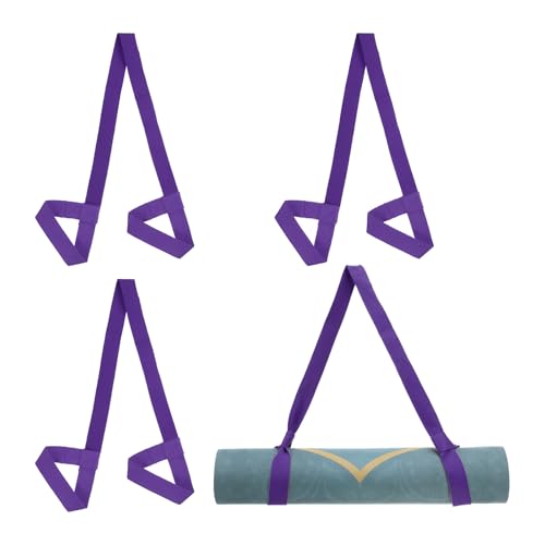 PATIKIL Yoga Mat Strap, Adjustable Yoga Mat Carrier Straps Sling Cotton Anti Slip Mat Holder Stretching Band - color: Dark Purple