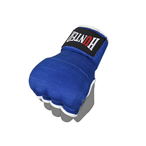 HUNTER Gel Boxing Hand Wraps for Men & Women, Quick Inner Gloves with Wrist Support for MMA, Muay Thai, Kickboxing & Martial Arts Training, Knuckle Protection (Pair) - color: Blue, size: Small-Medium