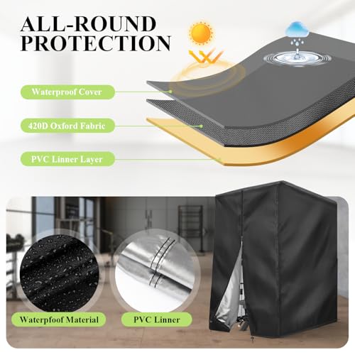 Squat Rack Cover with Waterproof Zipper, Protective Cover for Power Cage/Weight Lifting Rack/Weight Cage/Power Racks for Home Gym Equipment Storage-Indoor & Outdoor Use - size: 64" x 68" x 82.5"