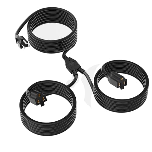 2 Way Power Extension Cord Splitter 25 Ft Total (13+6+6)-3 Prong 1 to 2 Extension Cord Cable Y Splitter-Outlet Adatper-SJTW Outdoor for Halloween Christmas Lighting Landscaping-16AWG 13A 125V-UL-1T2 - size: 25 FT