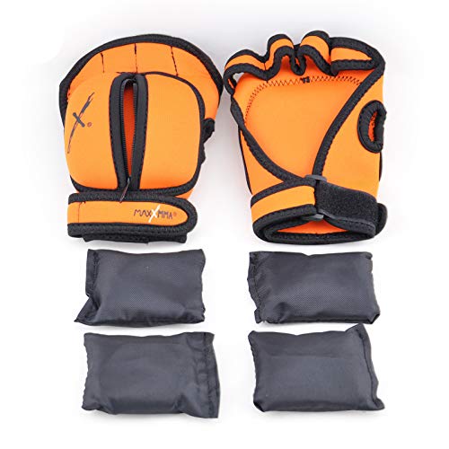 MaxxMMA Adjustable Weighted Gloves, 2 lb. Set - Removable Weight (2 x 0.5 lb. Each Glove) for Sculpting MMA Kickboxing Cardio Aerobics Hand Speed Coordination Shoulder Strength - color: Orange