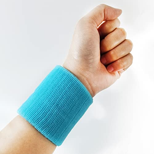 NSBELL 24PCS Colorful Sports Wristbands Cotton Sweatband Wristbands Wrist Sweatbands Wrist Sweat Bands for for Men and Women, Good for Tennis, Basketball, Running, Gym, Working Out (12Pair)