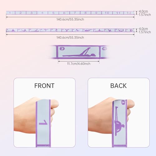 12 Loops Stretch Bands for Exercise for Home Workout | Multi-Loop Yoga Stretching Flex Strap for Physical Therapy, Pilates, Dance & Gymnastics Exercise