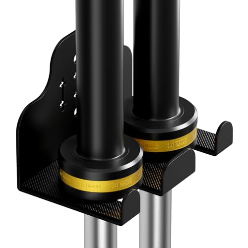JNIHEEP Barbell Wall Holder,Olympic Hanger,Garage Gym Bar Wall Rack,Vertical Barbell Mount Rack,Space Saving Commercial or Home Gym Accessory,Holds Under 33mm Bar Size(Black) - color: Black 2 hooks