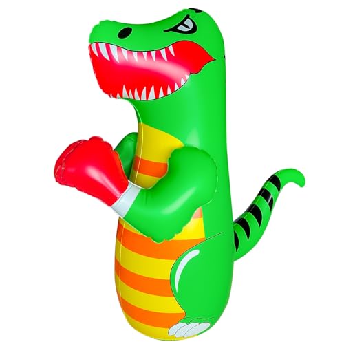 48 in Punching Bag for Kids, Free Standing Inflatable Dummy, Inflatable Punching Bag, De-Stress Boxing Bag for Kid - color: Dinosaur-BDW-Green