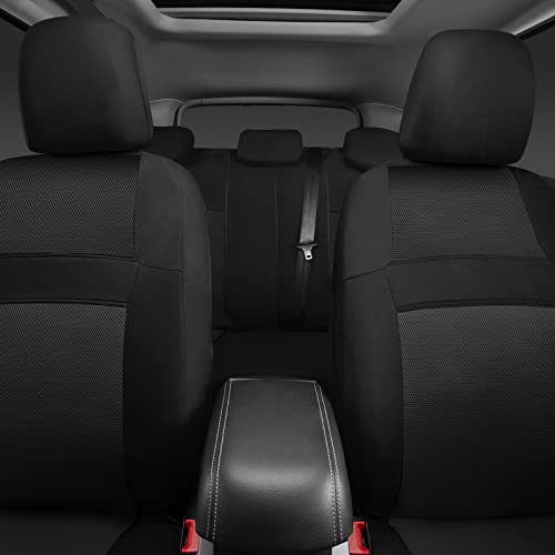 CAR PASS 3D Air Mesh Car Seat Covers Full Sets w/5mm Sponge, 4Pcs Waterproof Car Floor Mats, Steering Wheel Cover Universal Fit for SUV Sedan Truck, Airbag Compatible Automotive Interior(Black) - color: Black combo