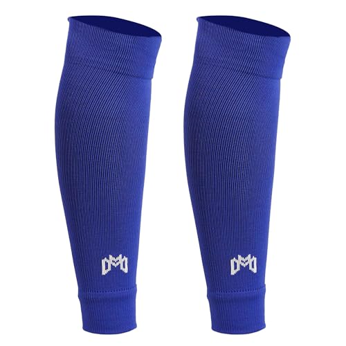 MediCaptain Pre Cut Soccer Sock Sleeves, Companion for Soccer Grip Socks, Securely Holds Shin Guards, Compression Leg Warmer - color: Royal Blue