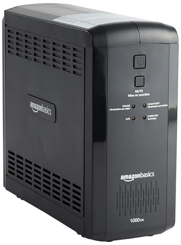 Amazon Basics UPS Battery Backup & Surge Protector, 1000VA/550W, 9 Outlets, Line Interactive Uninterruptible Power Supply with AVR Sinewave Technology, Black - size: Line Interactive, style: 9 Outlet (1000VA)