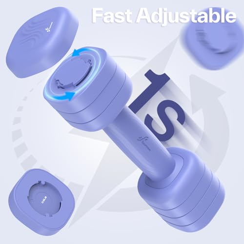 Adjustable Dumbbell Set of 2: Sportneer 4 in 1 Free Weights Dumbbells Set for Women, Hand Weights for Women at Home, Available in 5 lb × 2 and 10 lb × 2 Sets with Soft Rubber Handle for Home Gym Exercise Training - color: Bright Cornflower, size: 5lb × 2