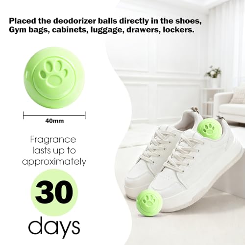 SCENTORINI Shoe Deodorizer Balls for Smell Shoes Boots, 8 * Jasmine Scent | Sneaker Deodorizer Balls, Odor Eliminator, Long Lasting Shoe Freshener for Gym Bags, Drawers and Small Spaces