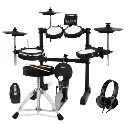 Electronic Drum Set Electric Drum Kit with 4 Quiet Mesh Pads and 6" Kick Drum, 360 Sounds, Headphones, Sticks, Dual Bluetooth function, Suit for Beginner - size: Bhp70k