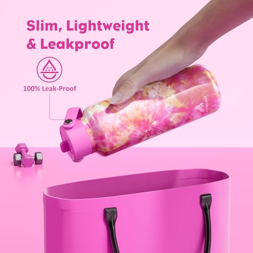 POWCAN 18 oz Insulated Water Bottle: Leakproof, Lightweight, BPA-Free, Cupholder Friendly, Stainless Steel Water Bottle with Straw for Girl, Outdoors, Sport, Daily, Classroom, School (Citrus Dream) - color: Citrus Dream, size: 18 Ounces