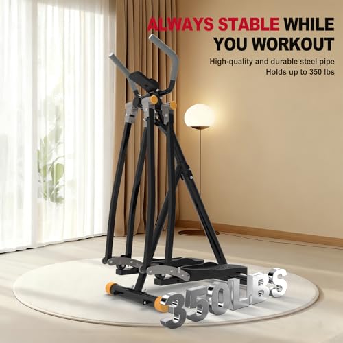HOTWAVE Air Space Walker, Foldable Elliptical Exercise Machine | Gentle on Joints & Low-Impact. 350lb capacity. Cross trainer stepper. Home gym equipment. - color: Gray