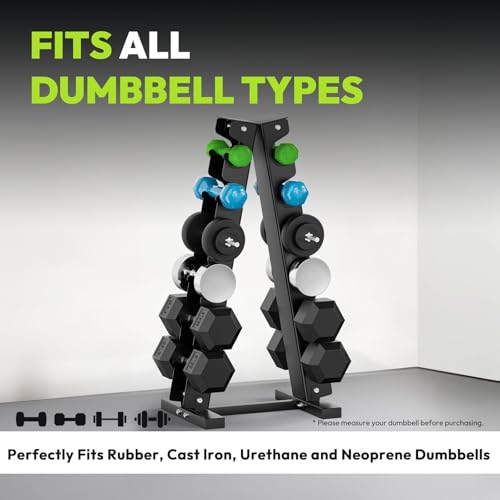 HANDBODE A-Frame Dumbbell Rack | Ideal for home gym, space-saving triangular frame, heavy-duty steel, holds multiple dumbbells securely - color: 1 X 6-Tier A-Frame