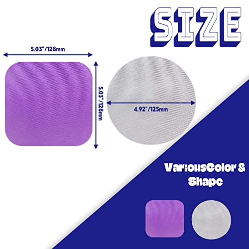 Jiozermi 4pcs Rubber Jar Opener Gripper Pads, Purple and Grey | Anti-Slip, Multi-Purpose, Kitchen Coasters, Bottle Lid Openers - color: Round Grey+Square Purple