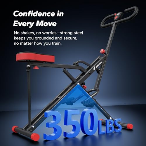 Squat Machine, MERACH R07 2 in 1 Squat Rowing Machine, Easy Setup & Foldable Exercise Equipment, Glute Trainer Machine, Glutes & Leg Home Workout Machine - color: Red
