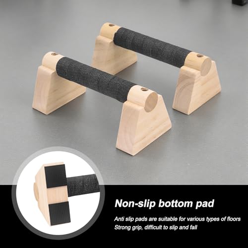 Pushup Bars, Wooden Push-up Stand, Non-Slip Parallettes Bars with Ergonomic Sturdy Structure for Home Fitness Training,Floor Workout