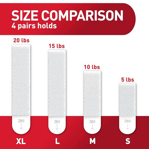 Command 20 lb XL 8 Pairs Heavyweight Picture Hanging Strips (16 Strips), Damage-Free Hangers for Picture Frames, No Tools Required, Ideal for Home Room Wall Decor, White Adhesive
