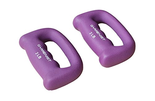 GYMENIST Set of 2 Hand Shaped Neoprene Exercise Workout Jogging Walking Cardio Dumbbells Pair - color: 2-LB Purple
