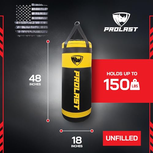 4Ft XL 135Lb Heavy Punching Kicking Bag for Adults, Boxing, MMA, Martial Arts, Muay Thai, Strength Training Equipment, Special Edition Rhino Logo - color: Yellow / Black, style: Unfilled