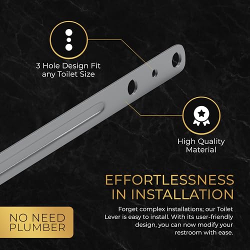 RAVINE Premium Modern Luxury Universal Toilet Handle Replacement, Majestic Collection. Toilet Lever Replacement, Easy Install (Black, Front Mount) - color: Black