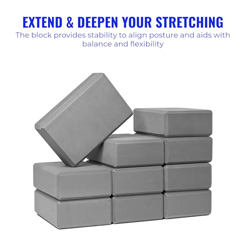 3 in Foam Bulk Yoga Blocks, 10 Pack - color: Cool Gray