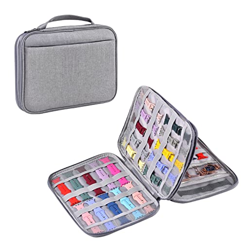 Watch Band Storage Case Watch Band Organizer Bag Watch Band Case and Storage Holder Watch Bands Holder Carrying Case Compatible with 35 Watch Straps and Accessories - color: Grey