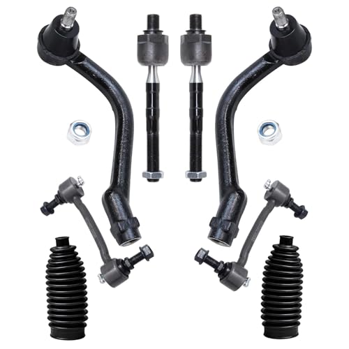 Detroit Axle - Front Tie Rods Sway Bars Kit for 2006-2008 Hyundai Sonata, 2006-2007 Azera, 4 Inner & Outer Tie Rods, 2 Sway Bar Links, 2 Boots, Replacement