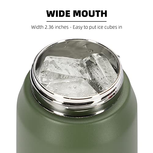 Fanhaw 24 oz Insulated Stainless Steel Water Bottle with Anti-Dust Chug Lid, Leakproof Vacuum Metal Everyday Use Bottle for Kids, Teens & Adults, Back to School Essentials (Olive Green) - color: Olive Green, style: 24 Ounces
