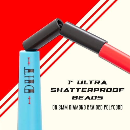Elite Jumps Edge Beaded Adjustable Jump Rope, Do Hard Things | Tangle-free 1-inch shatterproof beads. Long edge handles. Adjustable for all ages. - color: White/White-Blue-Black