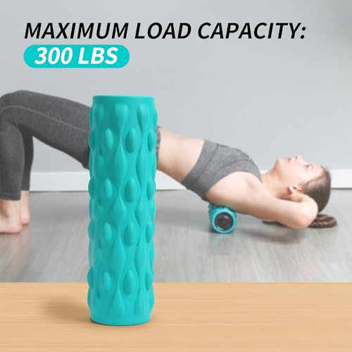High-Density Vibrating Foam Roller Blue with 4 Customizable Speeds for Deep Tissue Massage, Muscle Recovery and Pain Relief -Rechargeable with Portable Bag - color: Blue