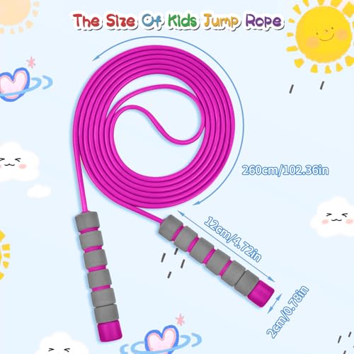 Jump Rope For Kids,Jump Rope Kids,Adjustable Soft Skipping Rope,Toddler Jump Rope With Skin-Friendly Foam Handles For Kids, Boys,Girls,Women, Men,Exercise Activity,Outdoor Fitness - color: Purple